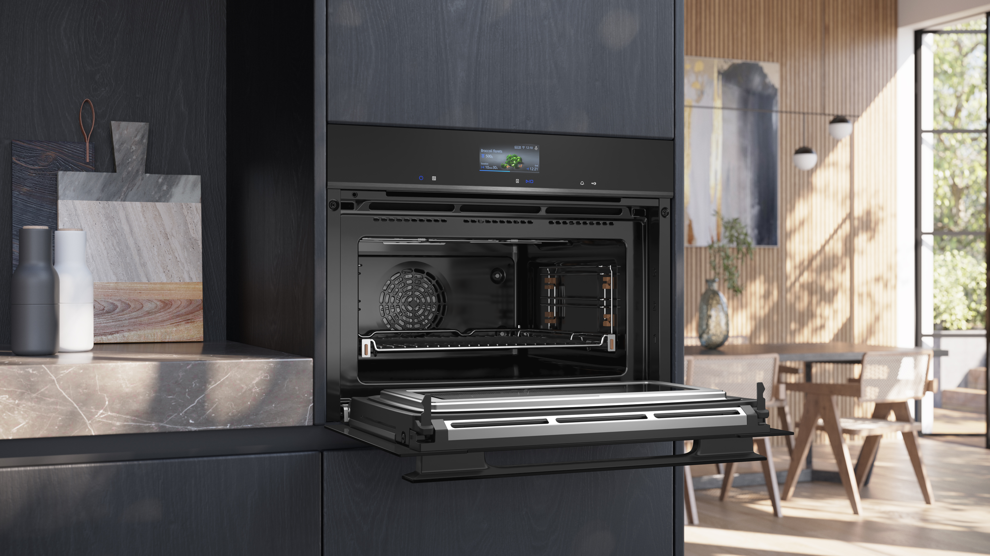 Siemens StudioLine iQ700 Built-In Oven with Microwave 60x45cm CM976GMB1B - Posh Import