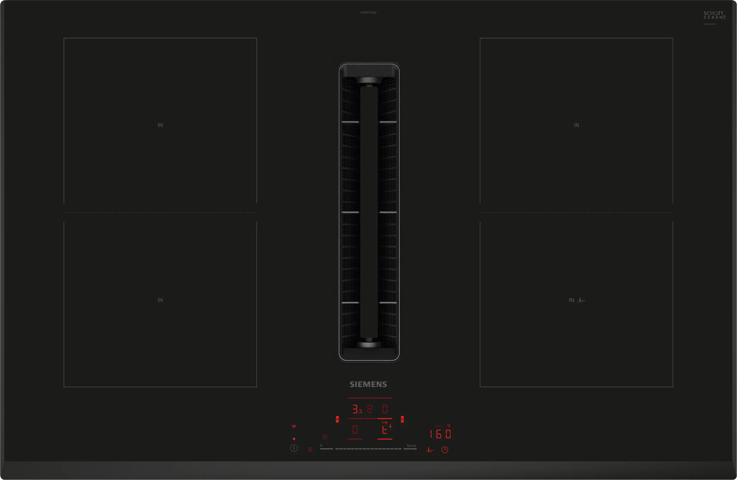 Siemens iQ500 Induction Hob with Integrated Ventilation 80cm ED851HQ26E - Posh Import