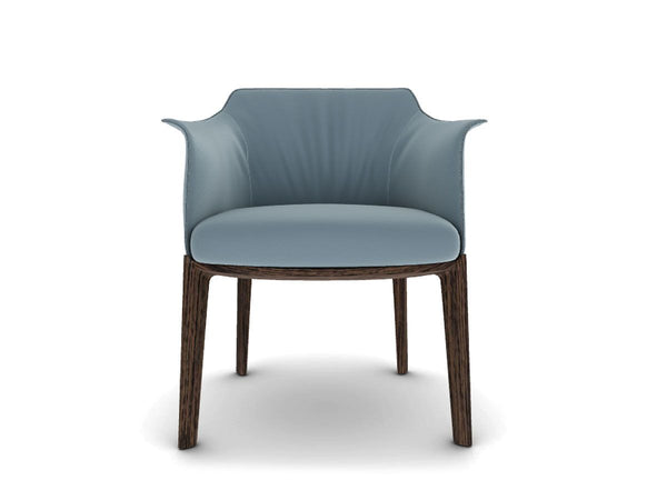 Poltrona Frau Archibald Dining Chair - Leather SC 254 Steel Blue / Ash stained Moka