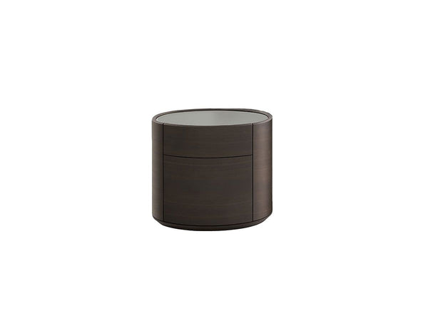 Poliform Kelly Bedside Table CDKE3 - Spessart Oak/Dove-Grey Leather
