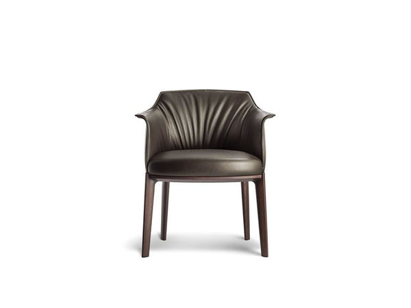 Poltrona Frau Archibald Dining Chair - Leather SC 26 Topo