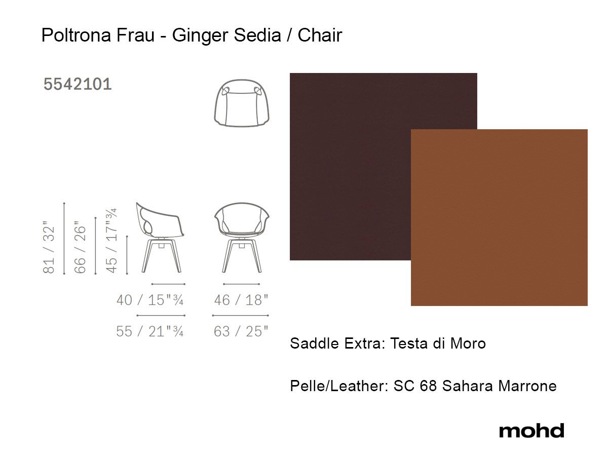 Poltrona Frau Ginger Armchair - Testa di Moro / SC 68 Sahara Marrone