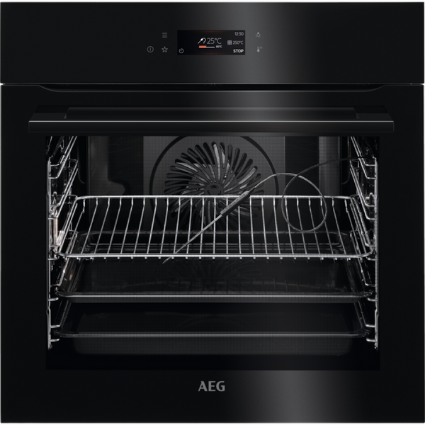AEG Oven with Steamer 59x60x57cm | Pyrolytic Self Cleaning | Food Probe | Rapid Preheat and Extra Even Heating | BPK748380B