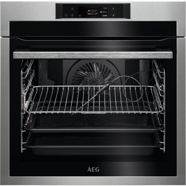 AEG Oven with Steamer 59x60x57cm | Pyrolytic Self Cleaning | Food Probe | Rapid Preheat and Extra Even Heating | BPE742380M